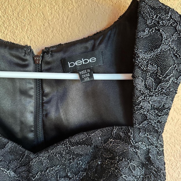 Bebe black and silver lace peplum top XXS - Picture 3 of 7